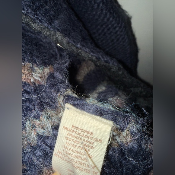 Free People North Star Cardigan Navy Cable Knit with Faux Fur Collar Sz S/P - Picture 7 of 7